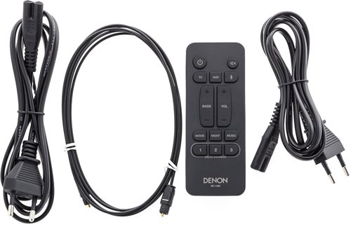 Denon DHT-S316 комплектация &mdash; HDMI кабель, оптический кабель, силовые кабели, пульт