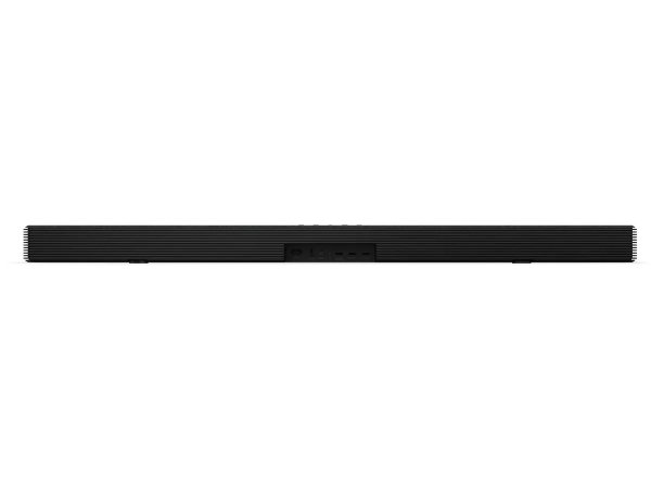 TCL C935U фронтальный вид звуковой панели — динамики, вентиляционные щели, элементы управления