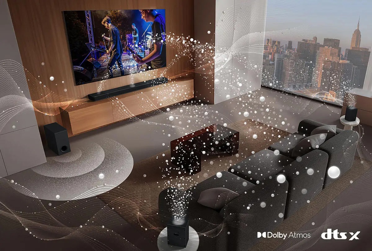 LG S95TR саундбар 9.1.5 в домашнем кинотеатре с Dolby Atmos и DTS:X объёмным звуком