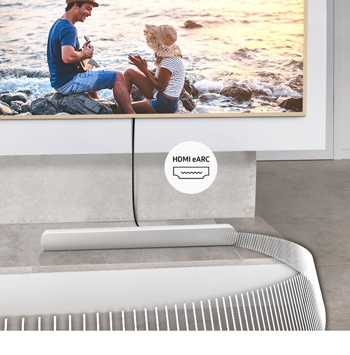 Samsung HW-S61D подключение через HDMI eARC к телевизору — демонстрация кабельного соединения