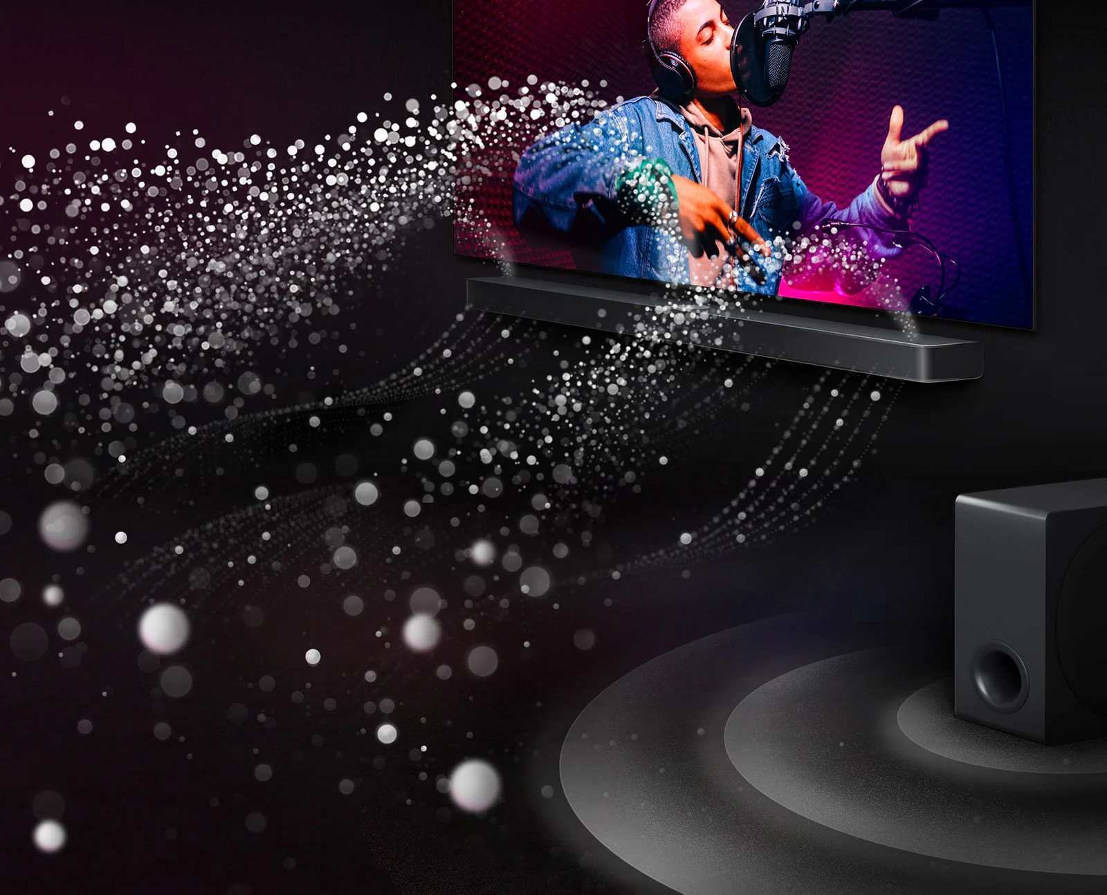 LG S90TY саундбар &mdash; объёмный звук Dolby Atmos в тёмной комнате