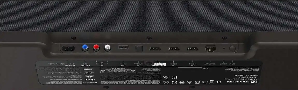 Sennheiser AMBEO Soundbar Plus — разъёмы и подключение сзади