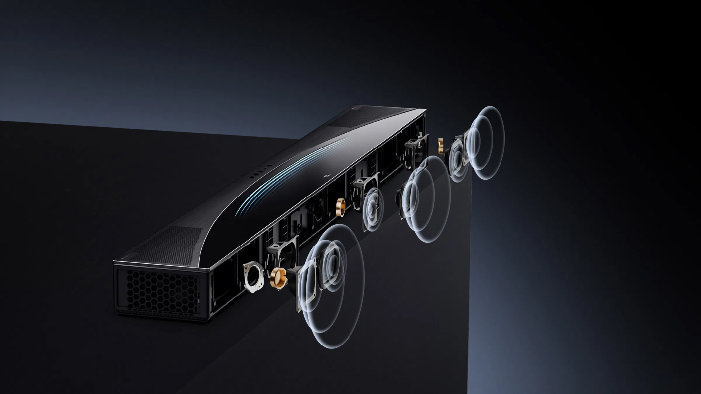 TCL Q85H внутреннее устройство — динамики и акустические компоненты в разрезе