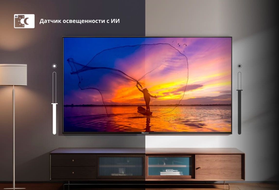 Hisense 55E7Q — интеллектуальная регулировка яркости
