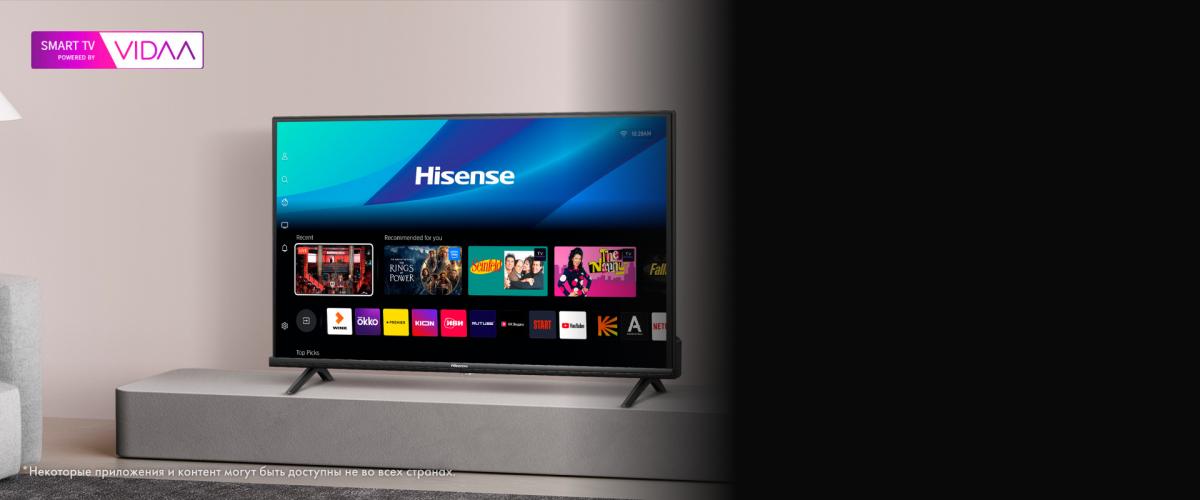 Hisense 32A4Q — Smart TV VIDAA, подборка контента и поиск