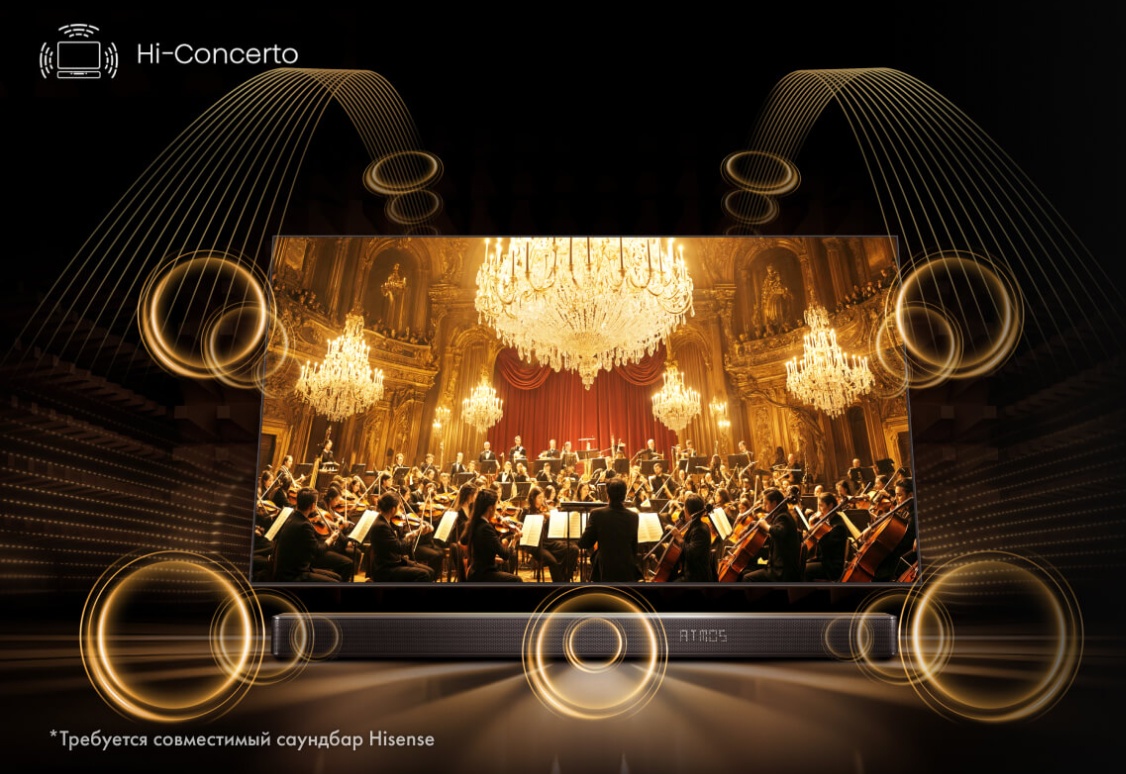 Hi-Concerto — синхронизация звука ТВ и саундбара Hisense 85U8Q