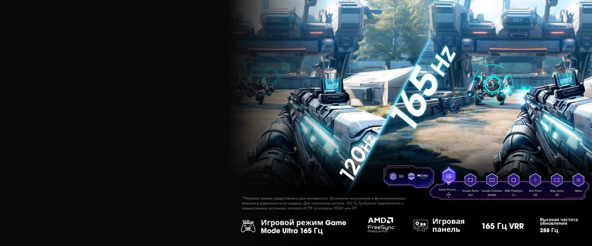 Hisense 75U7Q Pro Game Mode Ultra 165 Гц — игровой режим