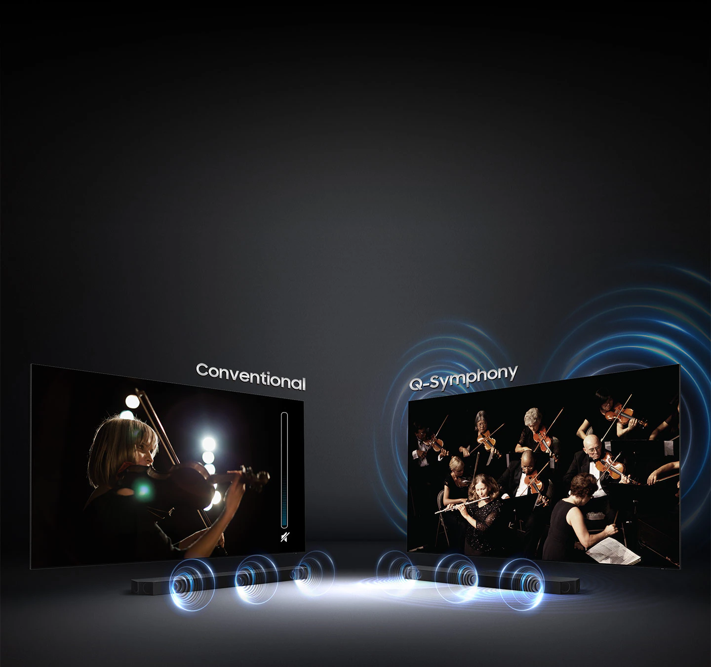 Samsung HW-Q990B Q-Symphony — совместная работа саундбара и телевизора Samsung как единой акустической системы
