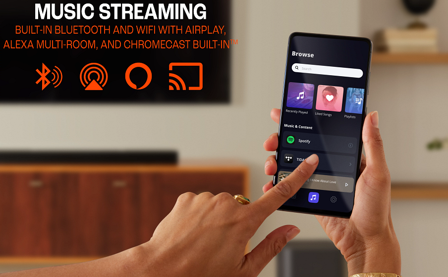 Мобильное приложение JBL с поддержкой AirPlay, Chromecast и Bluetooth для управления Bar 1300