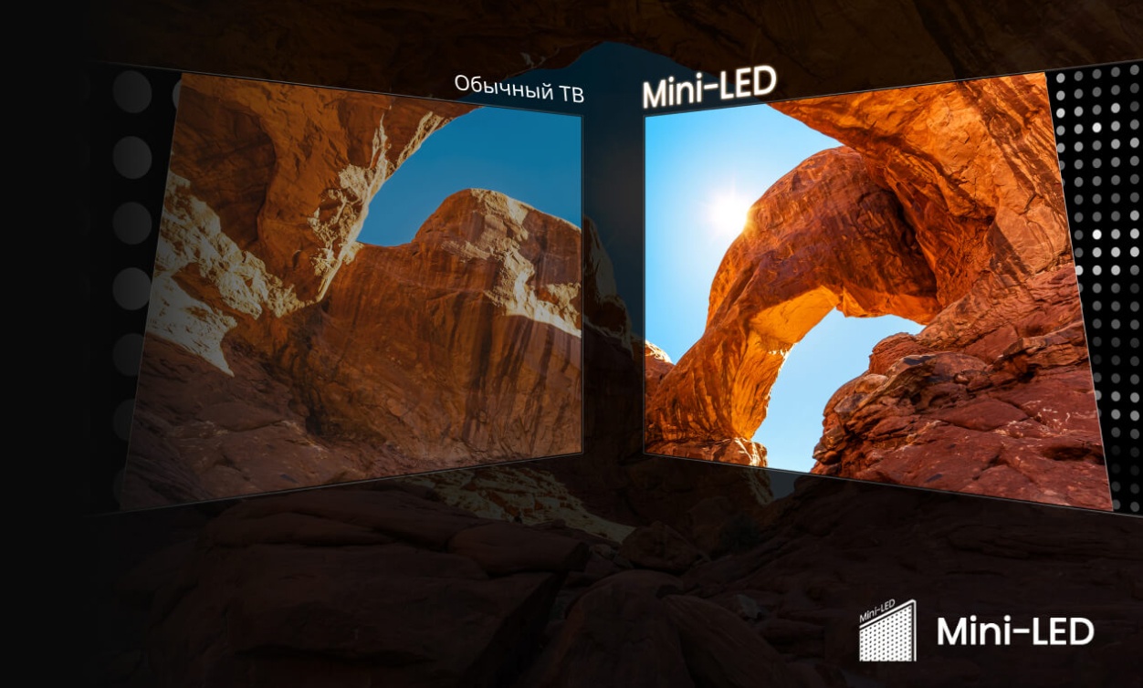 Hisense 75U7Q — Mini-LED панель, вид спереди